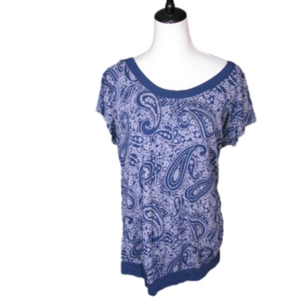 A Pea in the Pod Tops - A Pea in the Pod Blue/Gray Paisley Lightweight Maternity Top Size Large